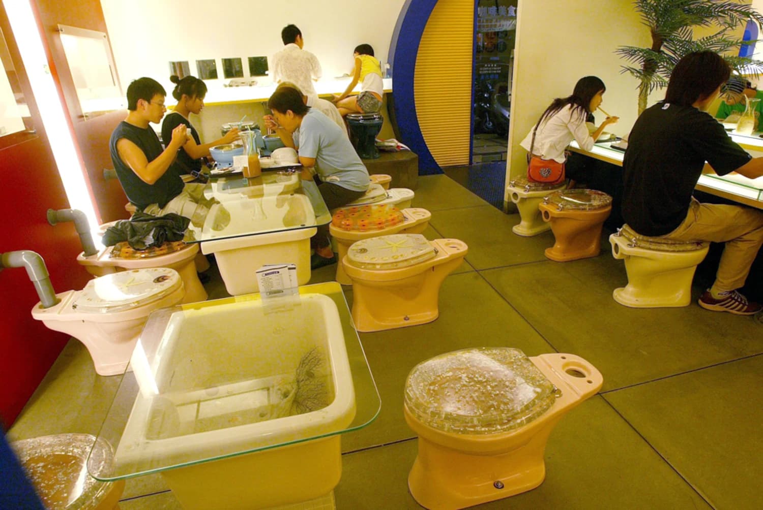 Meals served in toilet-shaped bowls at Taiwan’s Modern Toilet restaurant