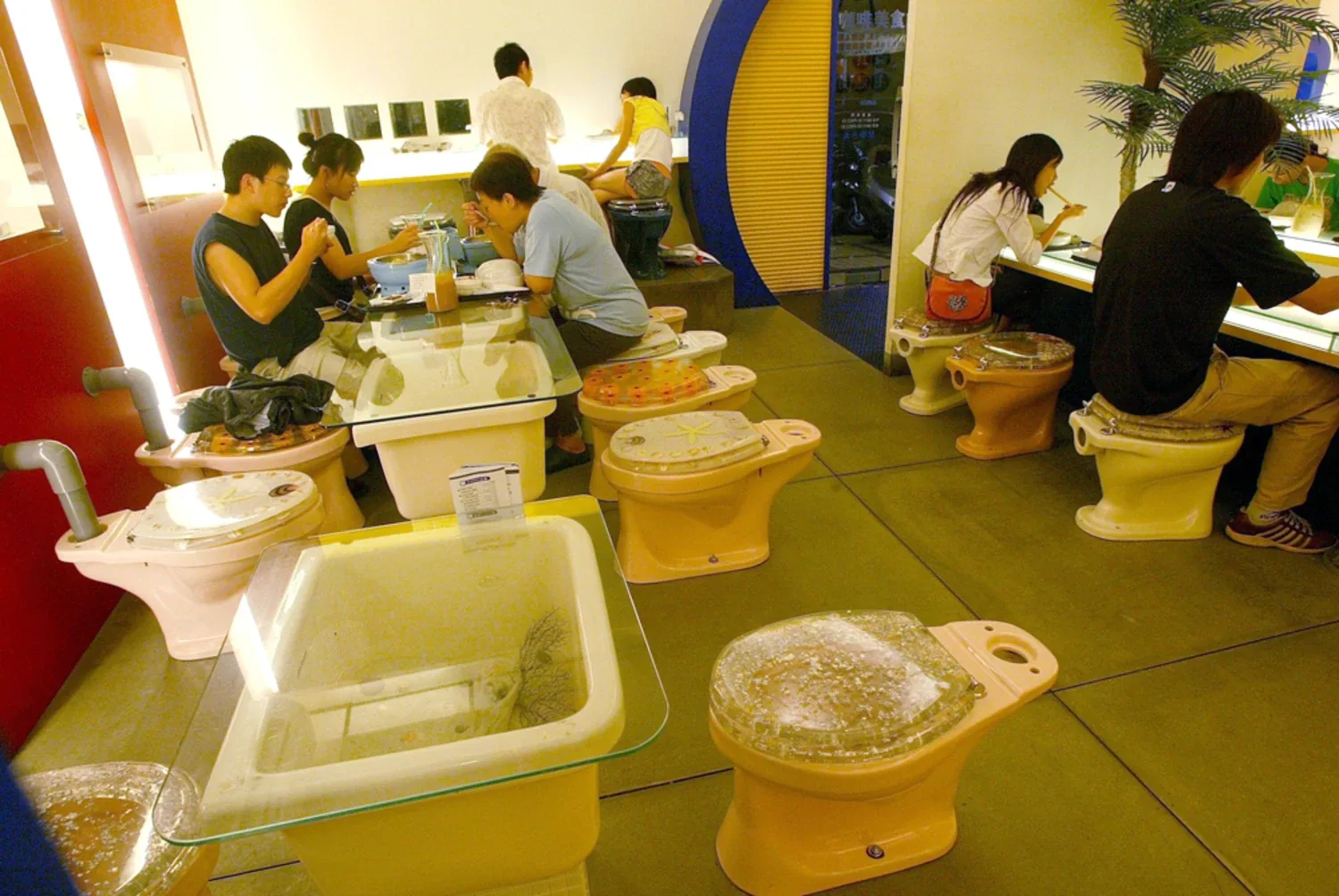 Meals served in toilet-shaped bowls at Taiwan’s Modern Toilet restaurant
